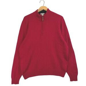 Gno Design Mens XL Red 100% Cashmere 1/4 Zip Pullover Sweater